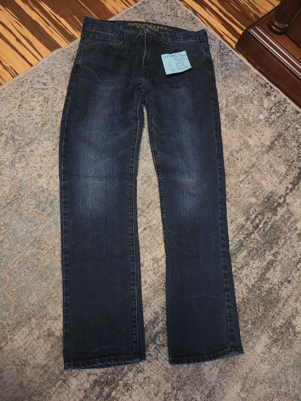 American Eagle Slim Straight Jeans 30x30 (Measures 16x29) Dark Wash